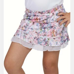Sofibella RUFFLE GIRL'S SKORT Pink Floral Blossom Large Tennis Skort UV Protect
